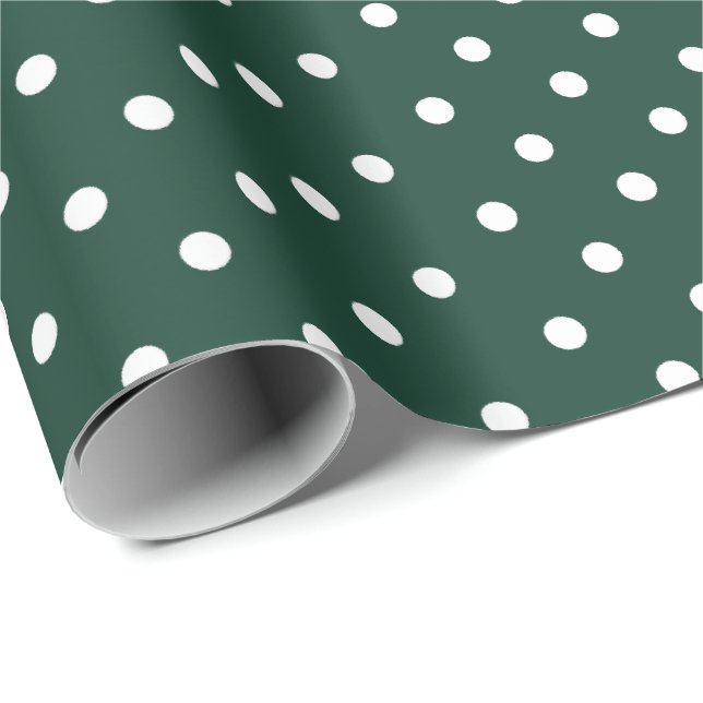 Cadeau Hunter Green| Papier à enveloppement à points Polk (Coin rond)