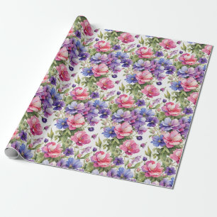 Cadeau Illustration des fleurs pastel v2 Papier d'enrob