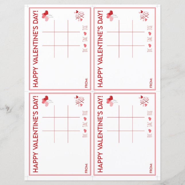 Cadeau imprimable de Tic Tac Toe pour la Saint-Val (Devant)