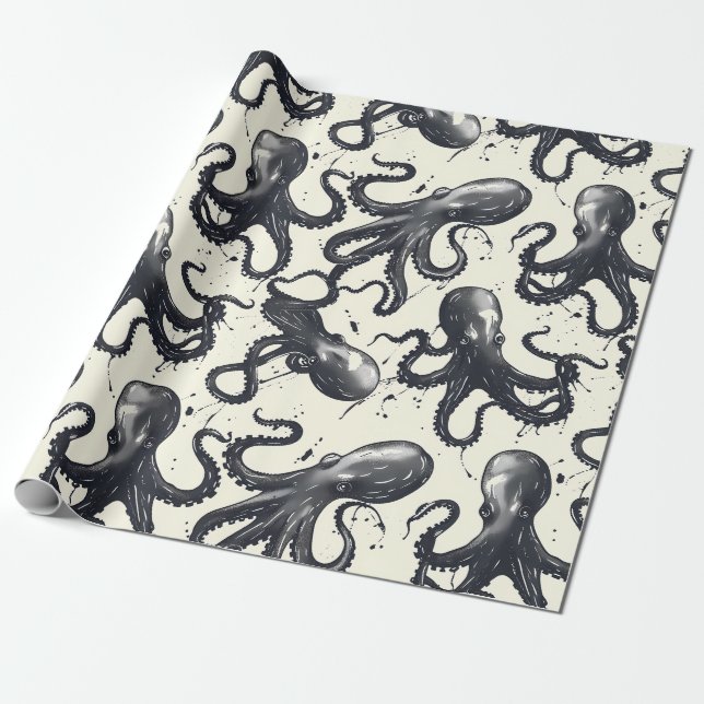 Cadeau Intriguant le papier d'emballage octopi (Déroulé)