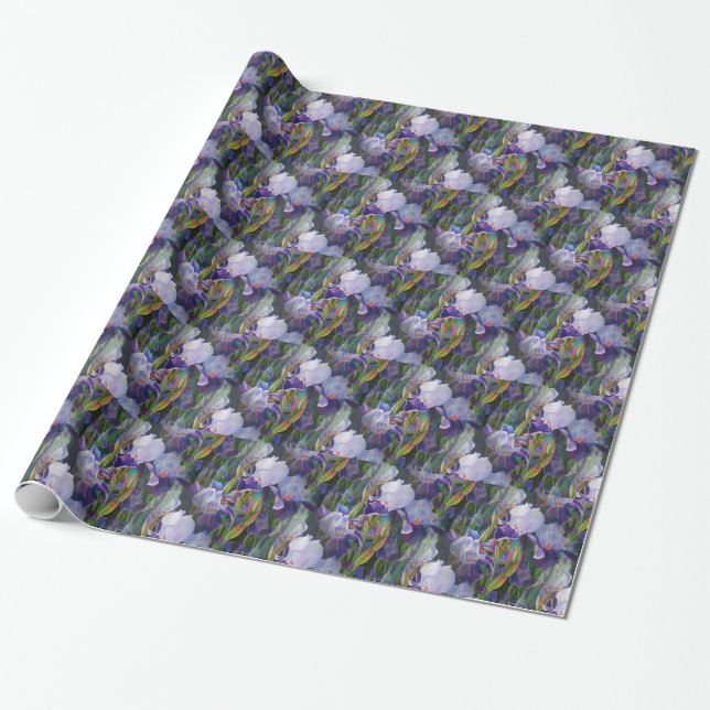 Cadeau Iris papier d'enveloppement de jardin à fleurs (Déroulé)