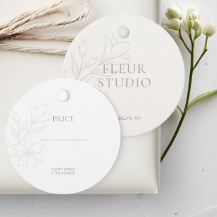 Cadeau Ivoire   Étiquettes Prix Floral Minimal Chic
