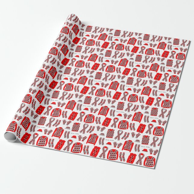 Cadeau Jacquard rouge Motif éléments papier d'enveloppeme (Déroulé)