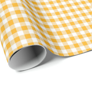 Cadeau Jaune doré Papier blanc En vichy enveloppement