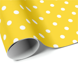 Cadeau Jaune soleil| Papier à enveloppement à points Polk