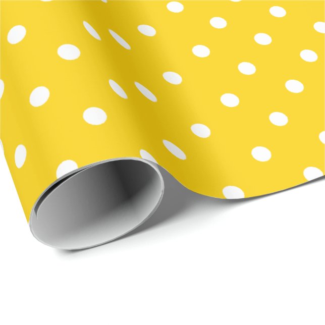 Cadeau Jaune soleil| Papier à enveloppement à points Polk (Coin rond)