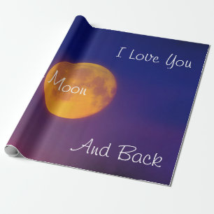 Cadeau Je t'aime à la lune et le papier d'enveloppement a