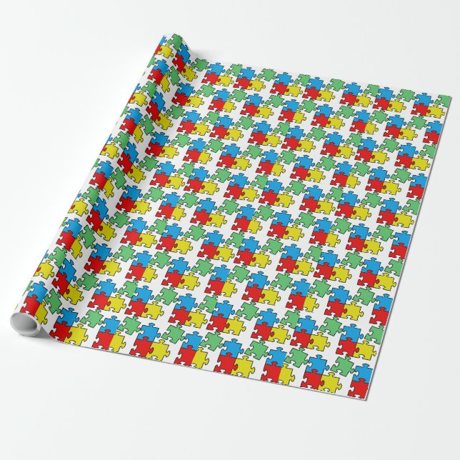 Cadeau Jigsaw Puzzle Pièces Design Papier d'enveloppement (Déroulé)