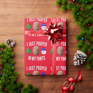 CADEAU JOE BIDEN CHRISTMAS FUNNY POOPED WRAPPER PAPIER