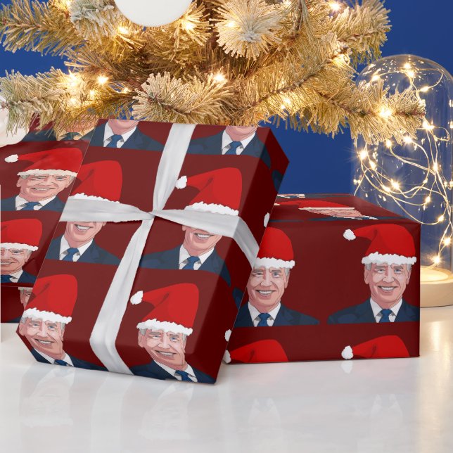 CADEAU JOE BIDEN PORTANT SANTA HAT WRAPPING PAPIER (Vacances)