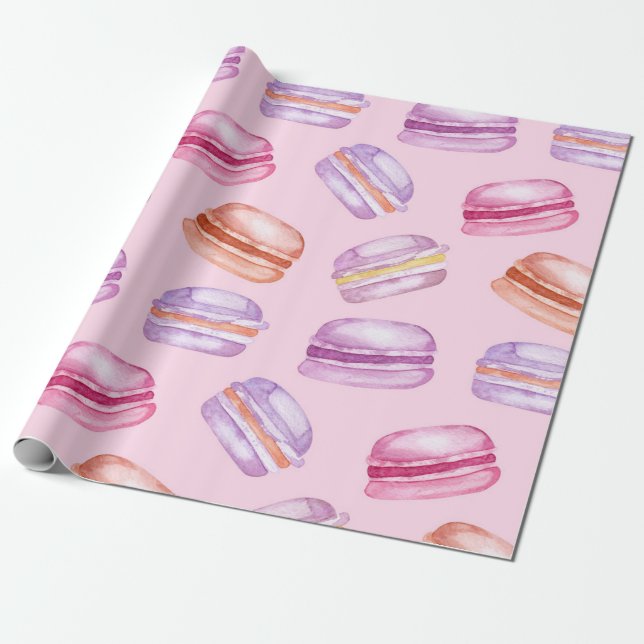 Cadeau Joli Macarons imprimé papier d'emballage (Déroulé)
