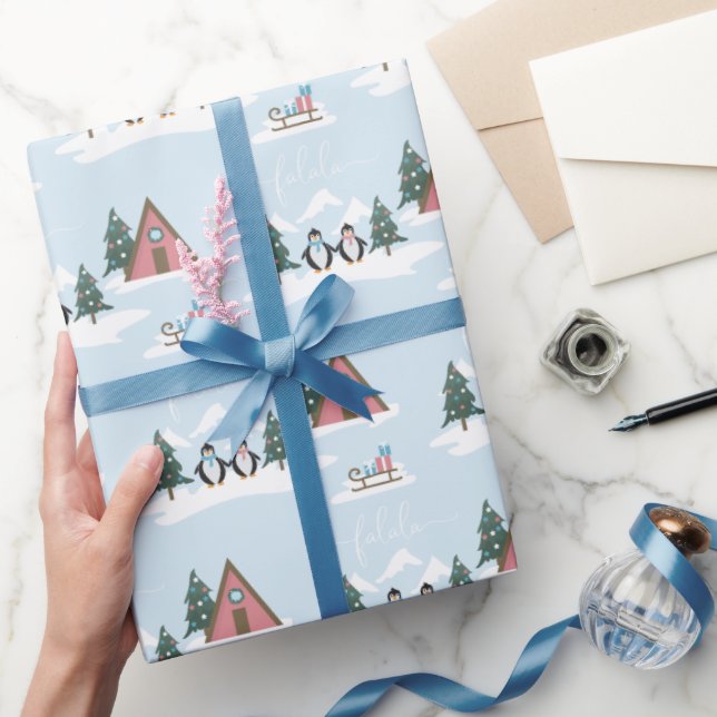 Cadeau Joli Noël Falala Penguins enveloppement papier (Cadeaux)