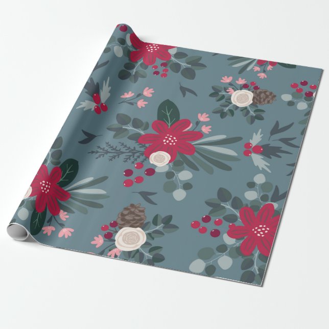 Cadeau Joli papier de Noël floral (Déroulé)