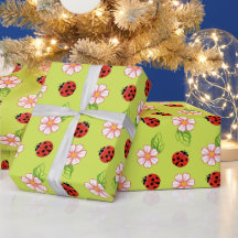 Joli papier d'emballage à motif coccinelle et marg