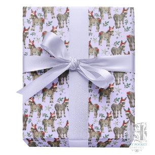 Cadeau Joli papier d'emballage de Noël Âne Violet