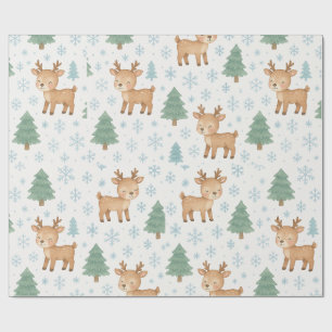 Cadeau Joli papier d'emballage de Noël au renne aquarelle