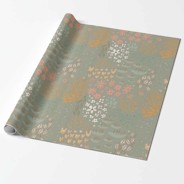 Cadeau Joli papier d'emballage floral Boho (Déroulé)
