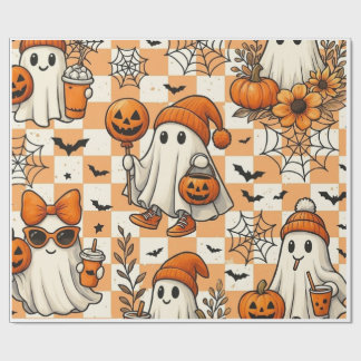 Cadeau Joli papier d'emballage rétro Halloween avec des f