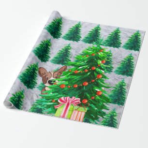 Cadeau Joli papier d'enveloppement de chien des arbres de