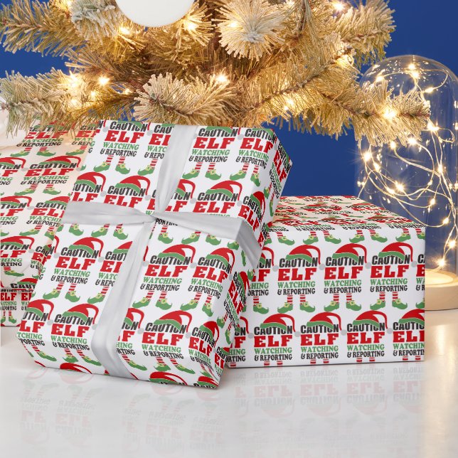 Cadeau Joli papier d'enveloppement de Noël "Elf Watching" (Vacances)