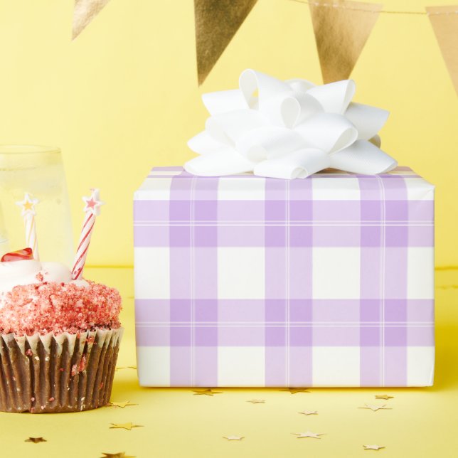 Cadeau Joli papier violet clair à carreaux simple classiq (Fête d'anniversaire)