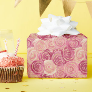 Cadeau Joli Roses peints Imprimer Papier Enveloppement Ro