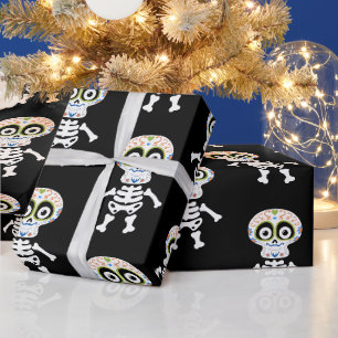 Cadeau Joli squelette imprimé Halloween papier enveloppan