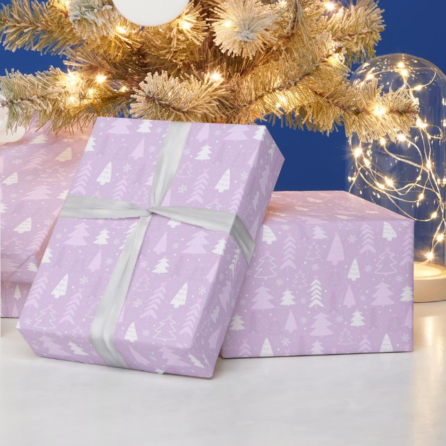 Cadeau Joli Violet arbres de Noël Papier d'emballage de N (Vacances)