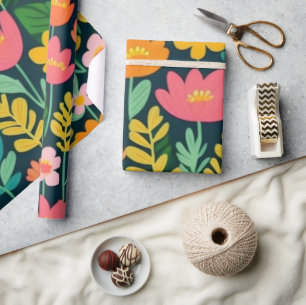 Cadeau Jolie fleurs roses Papier à envelopper