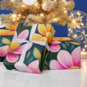 Cadeau Jolie fleurs roses Papier à envelopper
