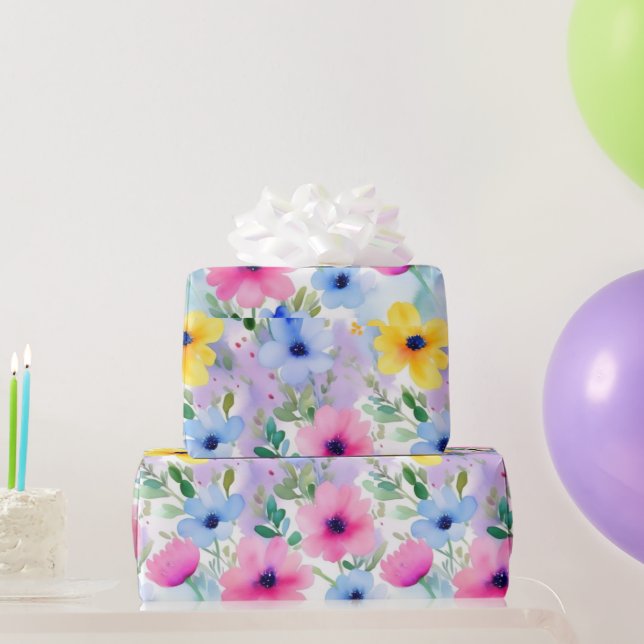 Cadeau Jolie fleurs roses Papier à envelopper (Cadeaux de fête)