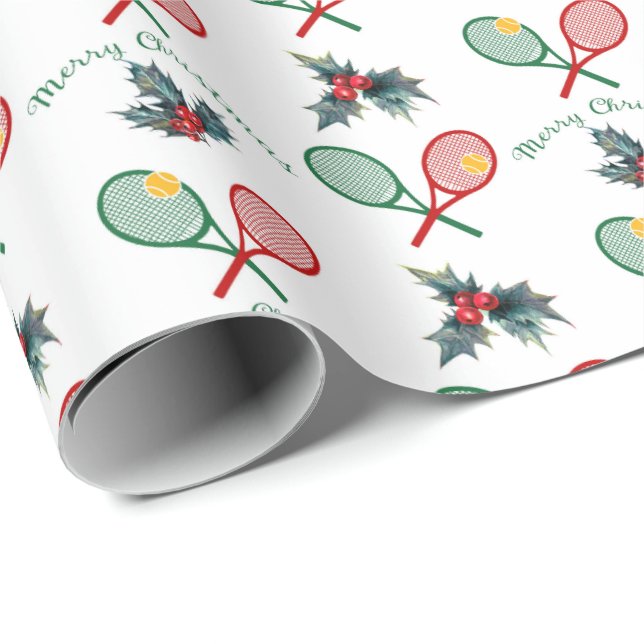 Cadeau Jolie 🎄 Noël 🎾 tennis Papier d'enveloppement (Coin rond)