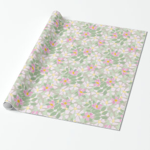 Cadeau Jolies Dogroses roses sur papier à envelopper