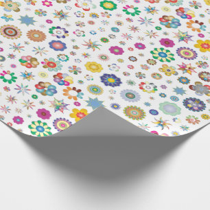 Cadeau Jolies fleurs - papier d'emballage coloré