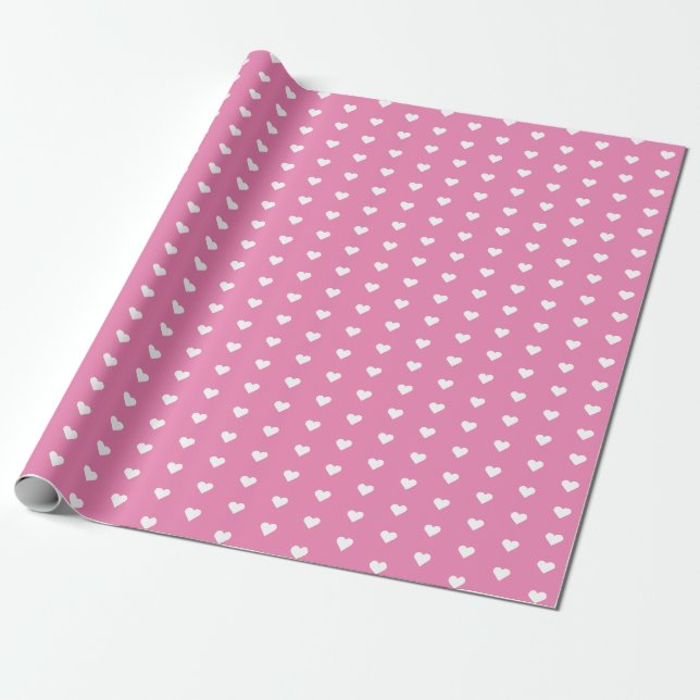 Cadeau Jolis cœurs roses et blancs | Papier d'emballage p (Déroulé)