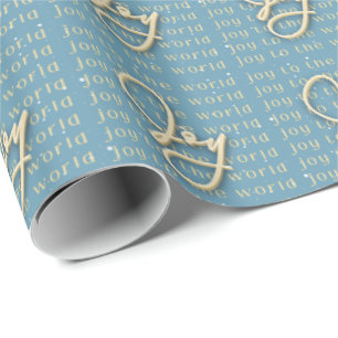 Cadeau Joy to the World - Papier d'enveloppement or et bl