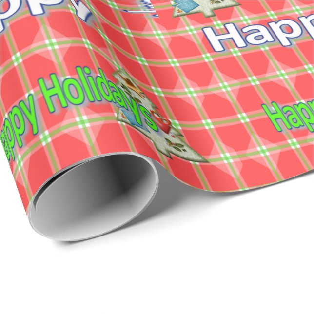 Cadeau Joyeuses fêtes papier d'enveloppement de Noël (Coin rond)