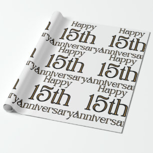 Cadeau Joyeux 15e anniversaire papier d'enveloppement