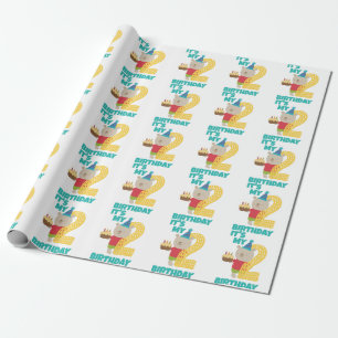 Cadeau Joyeux 2e anniversaire, papier d'enveloppement
