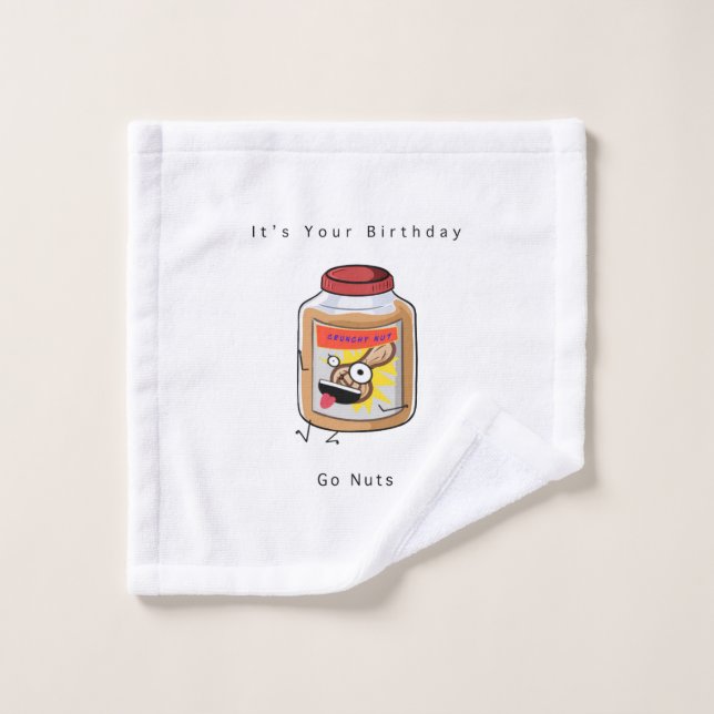 Cadeau Joyeux Anniversaire, cadeau Fou de Nuts, ca (Gant de toilette)