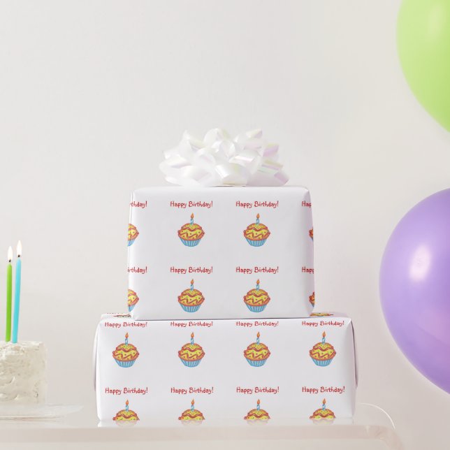 Cadeau Joyeux Anniversaire Cupcake papier d'enveloppement (Cadeaux de fête)
