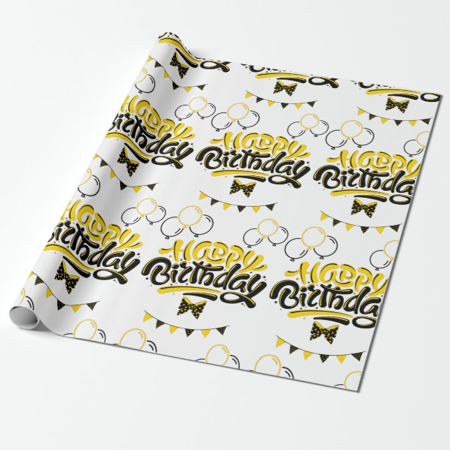 Cadeau Joyeux Anniversaire Fun Wrapping Papier (Déroulé)