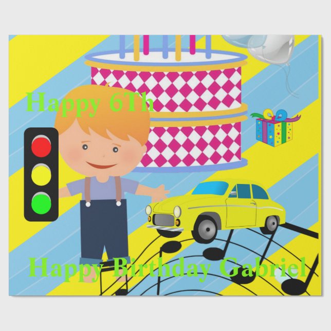 Cadeau Joyeux Anniversaire Papier Boy Voiture (Plat)
