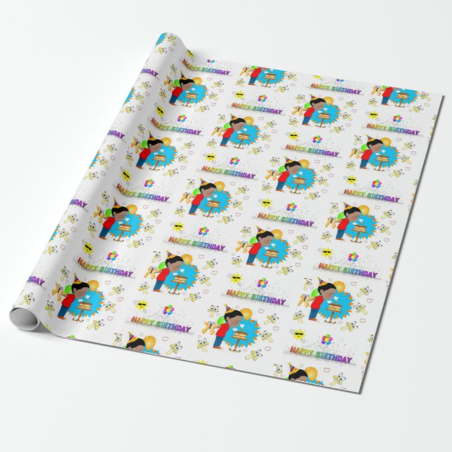 Cadeau Joyeux Anniversaire Papier Enveloppant Africain Ga (Déroulé)