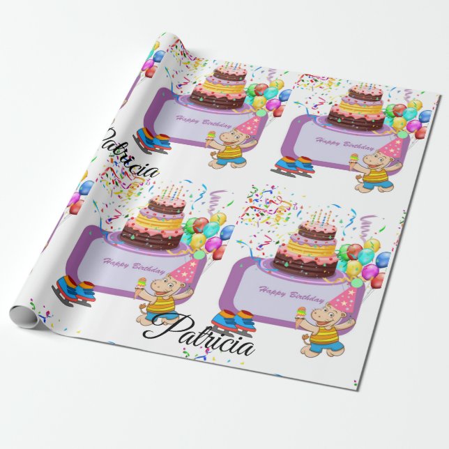Cadeau Joyeux Anniversaire Papier Hippopotamus (Déroulé)