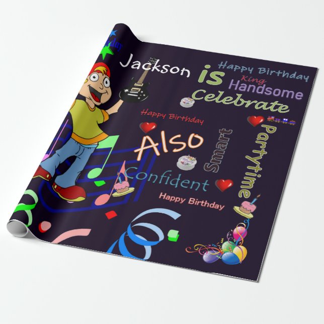 Cadeau Joyeux Anniversaire Papier Musicien Guitare (Déroulé)