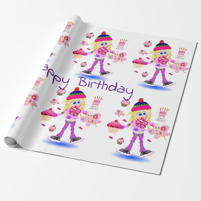 Cadeau Joyeux Anniversaire Papier Wacky Girl (Déroulé)