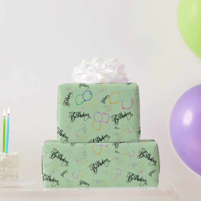 Cadeau Joyeux anniversaire sur papier vert pâle (Cadeaux de fête)