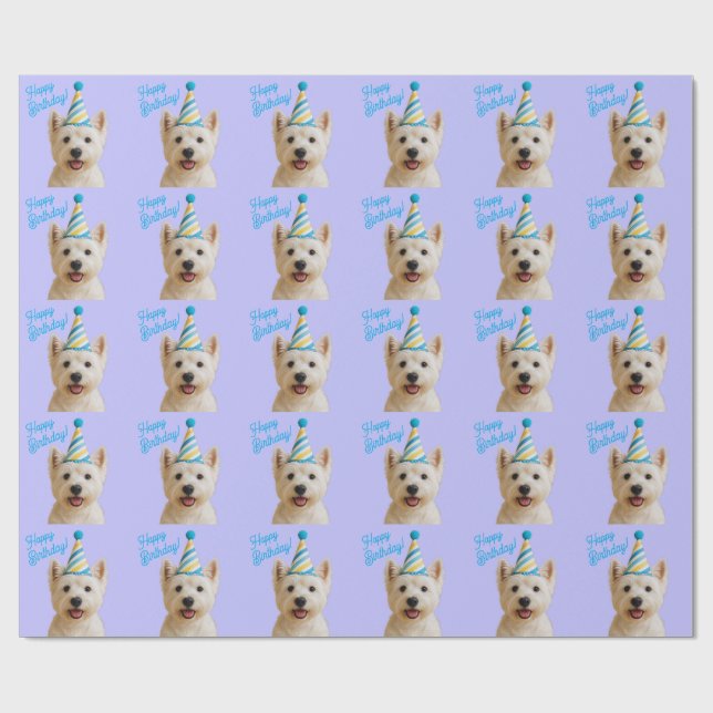 Cadeau Joyeux Anniversaire Westie Wrapping Papier (Plat)