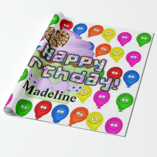 Cadeau Joyeux Ballons colorés en papier d'enveloppement d